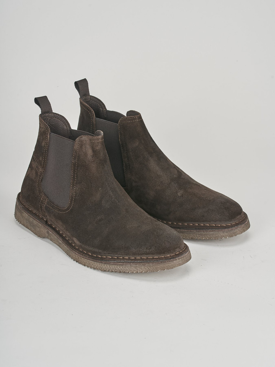 Ankle boots heel 1 cm dark brown suede