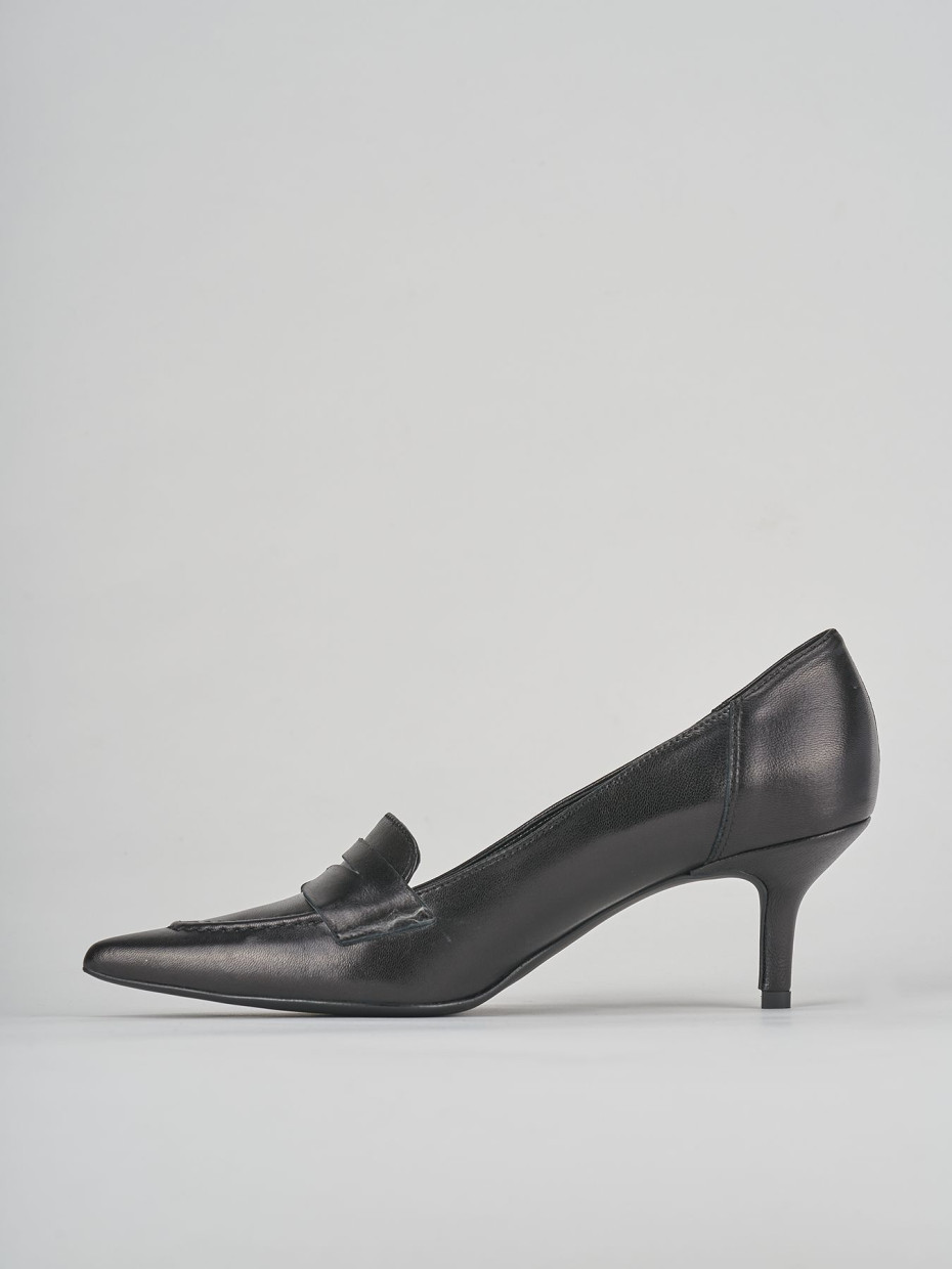 Décolleté e slingback tacco 7cm pelle nero