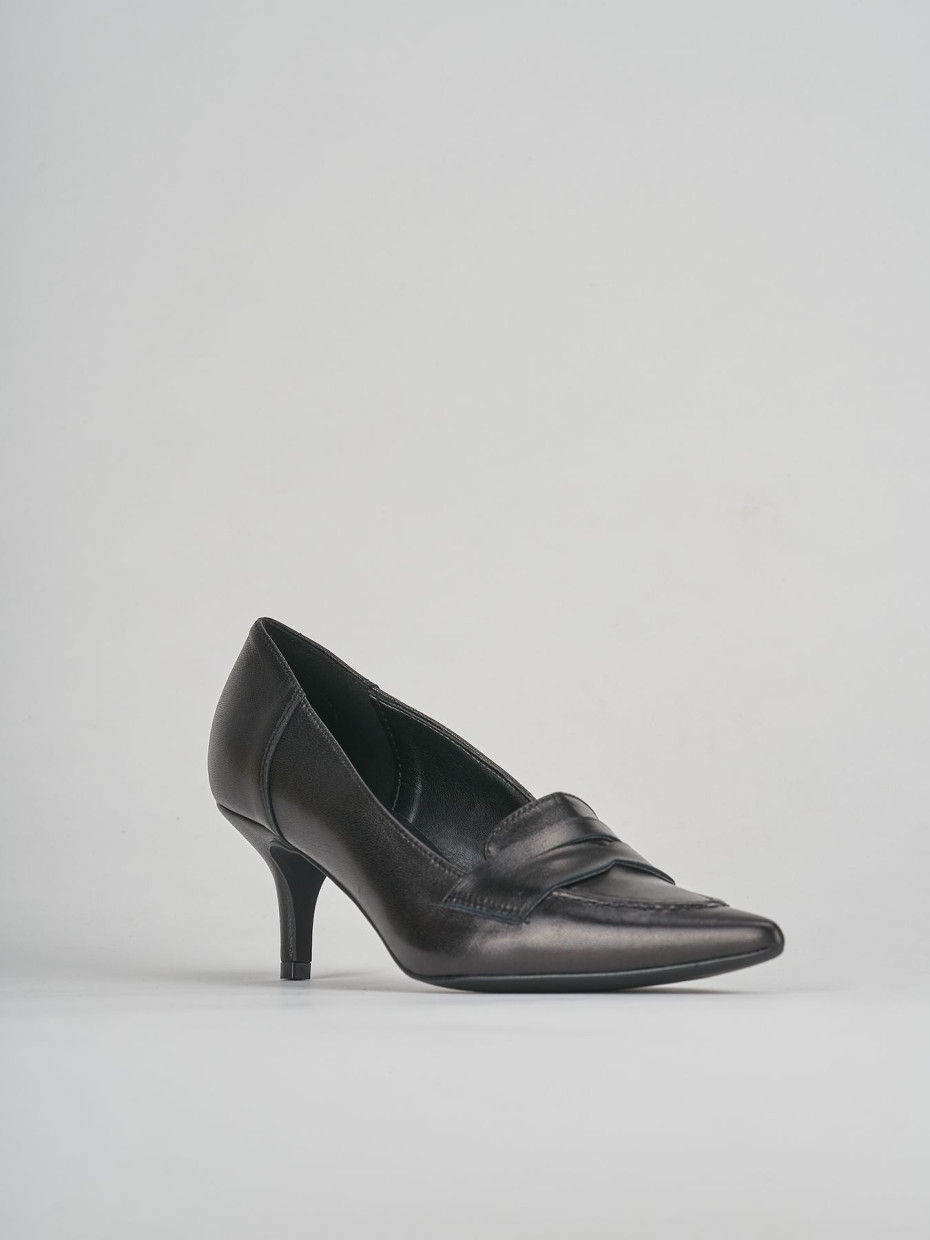 Décolleté e slingback tacco 7cm pelle nero