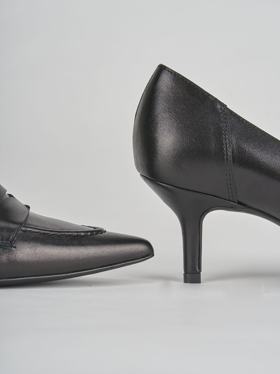 Décolleté e slingback tacco 7cm pelle nero