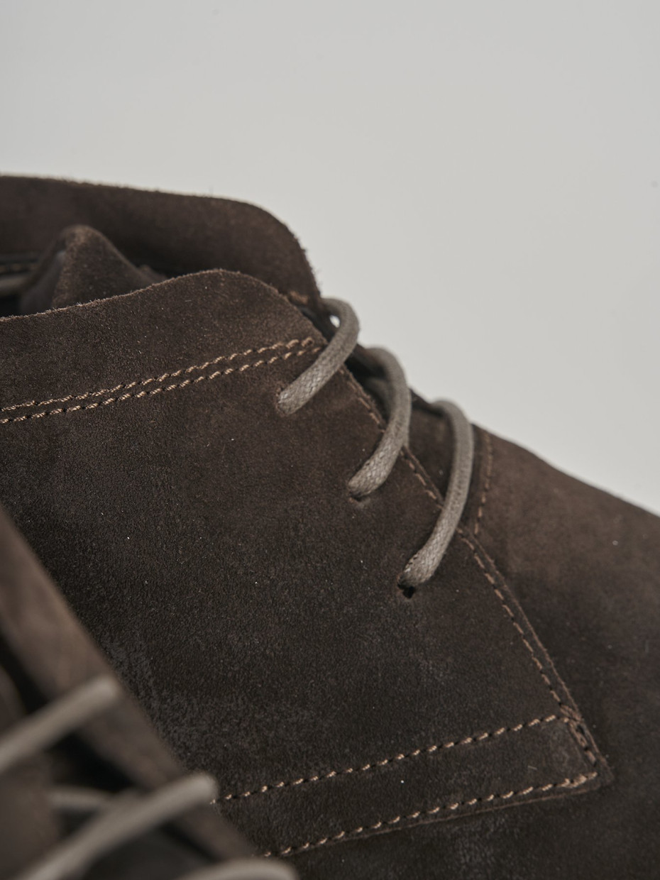 Ankle boots heel 1 cm dark brown suede
