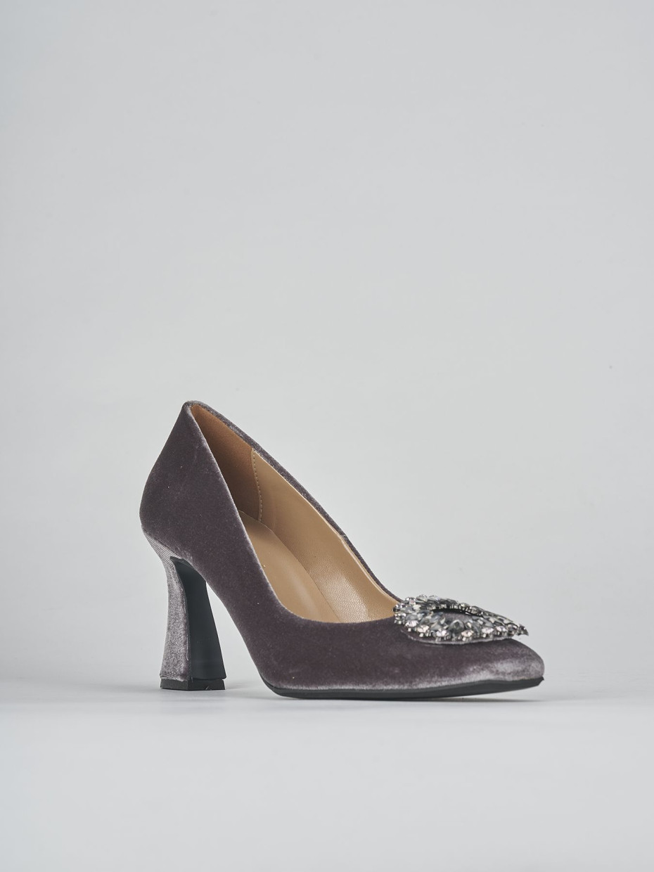 Decollete e slingback tacco 7cm velluto grigio Barca Stores