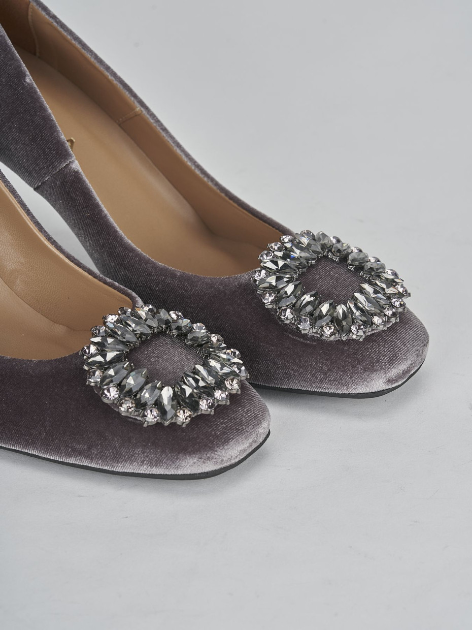 Pumps woman heel 7 cm grey velvet Barca Stores