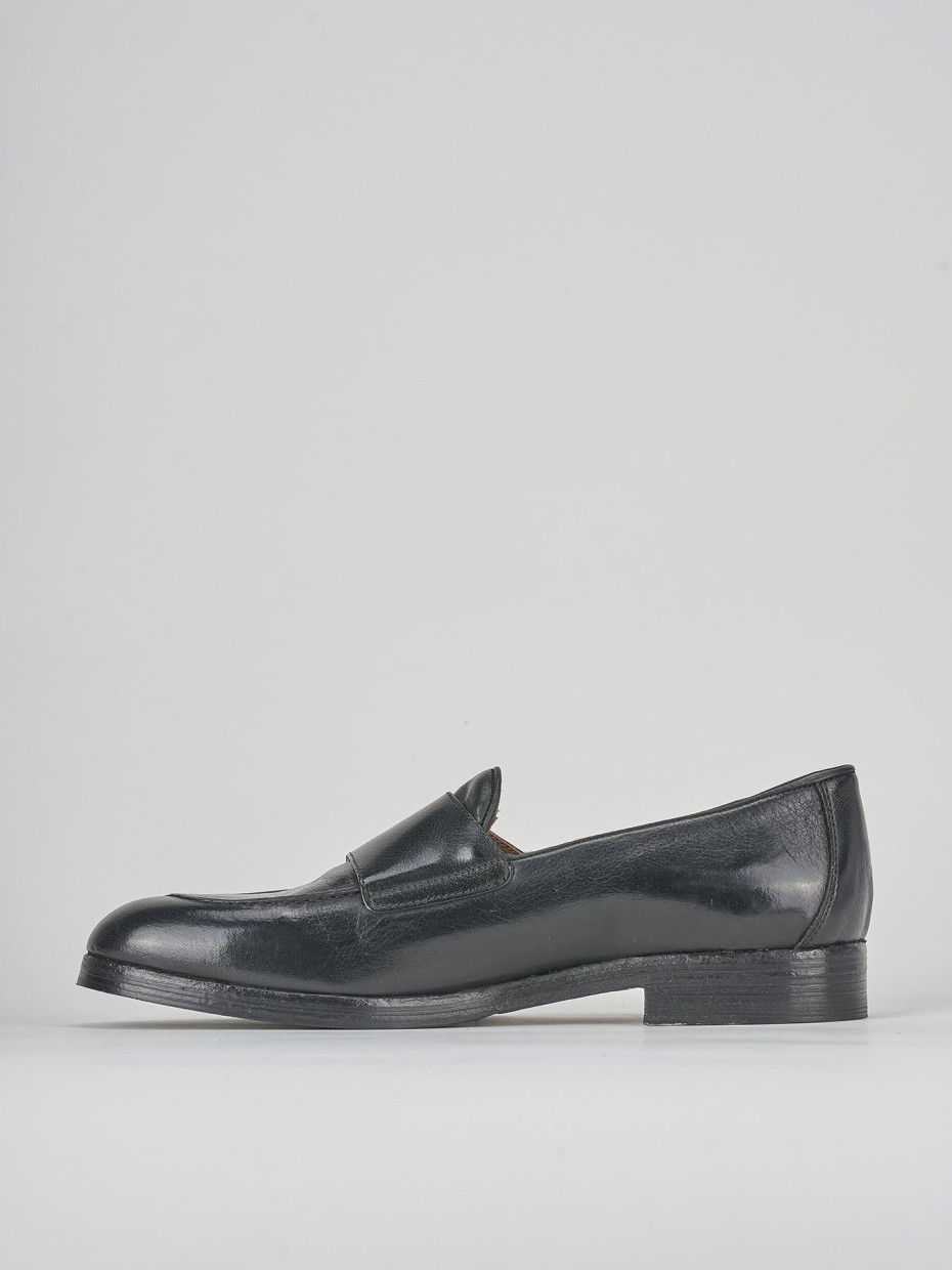 Loafers heel 3 cm black leather