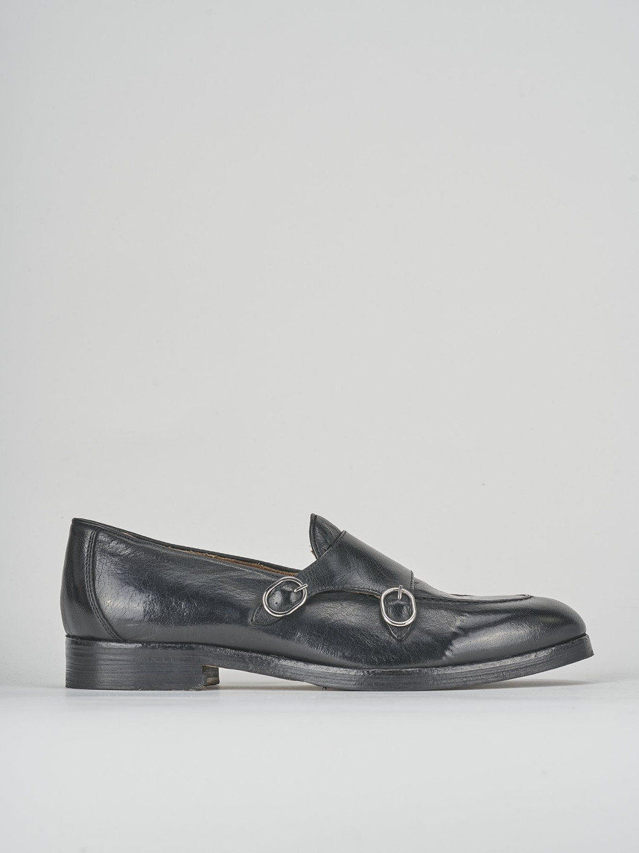 Loafers heel 3 cm black leather