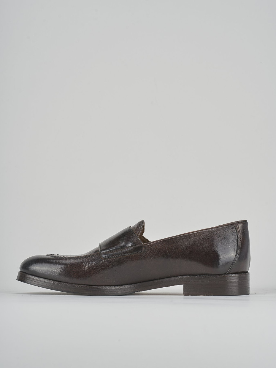 Loafers heel 2 cm dark brown leather