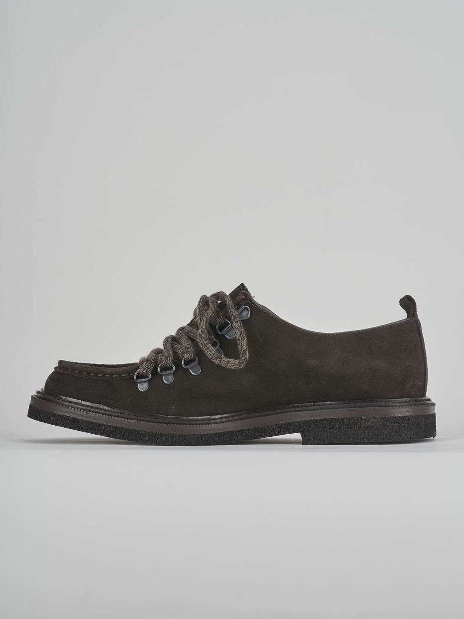 Lace-up shoes dark brown suede