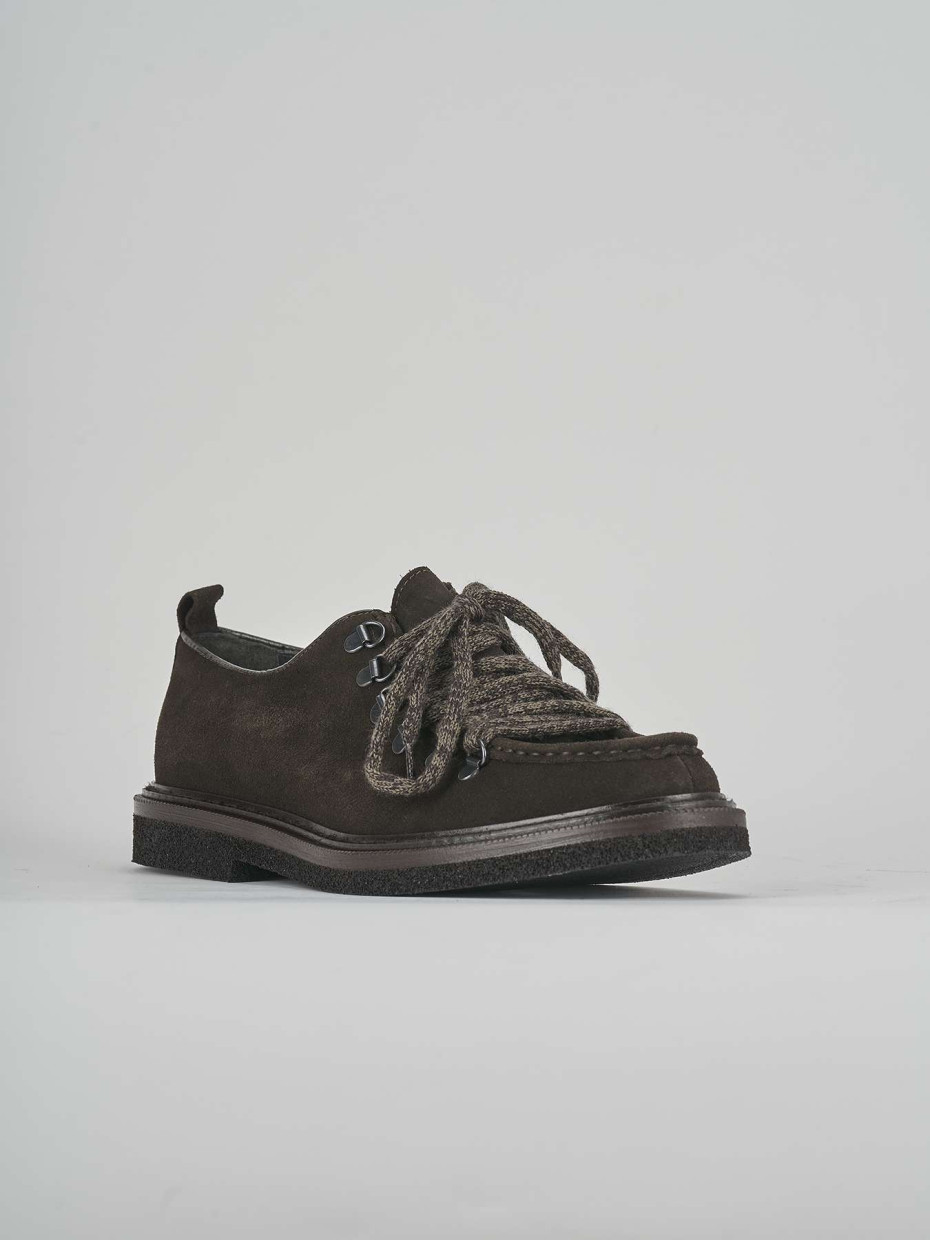 Lace-up shoes dark brown suede