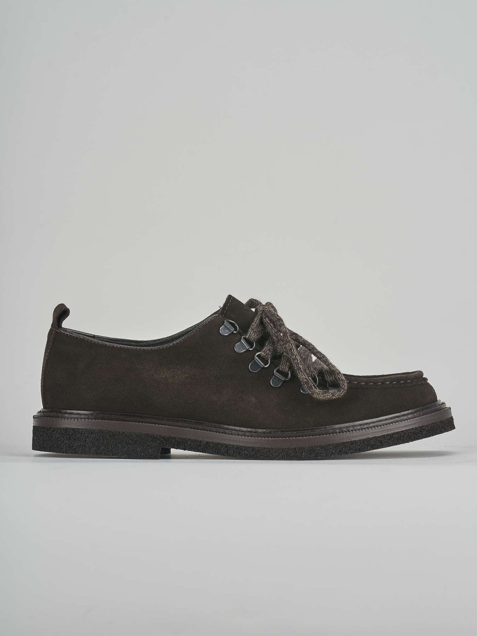 Lace-up shoes dark brown suede