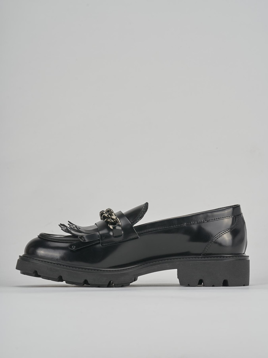 Mocassini tacco 3cm pelle nero