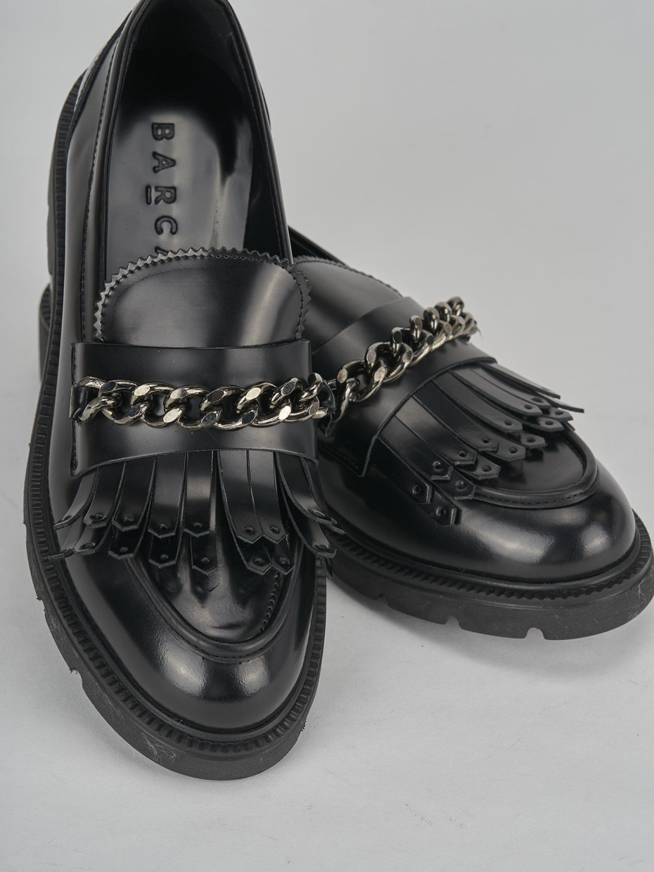 Mocassini tacco 3cm pelle nero