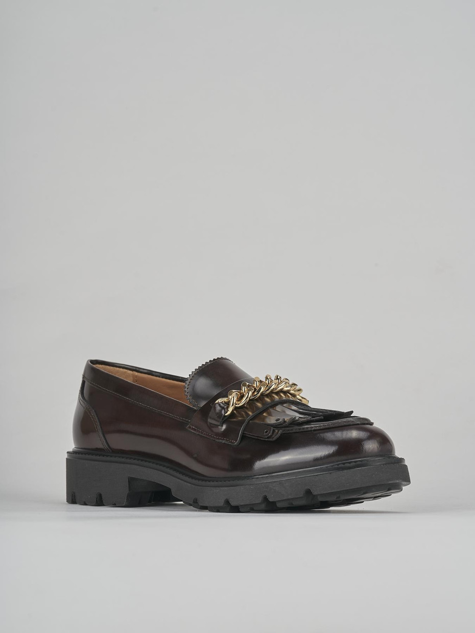 Loafers heel 3 cm dark brown leather
