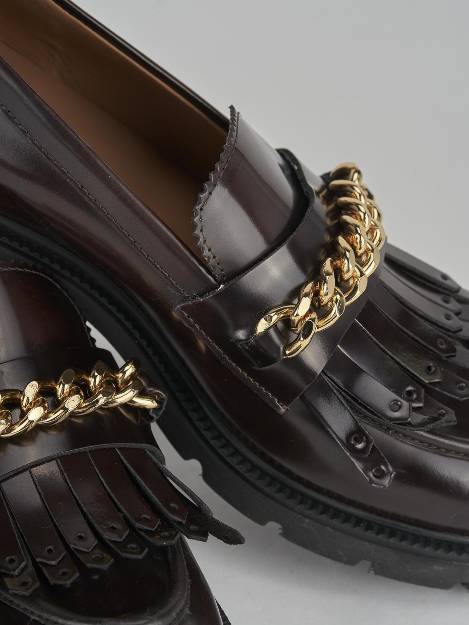 Loafers heel 3 cm dark brown leather