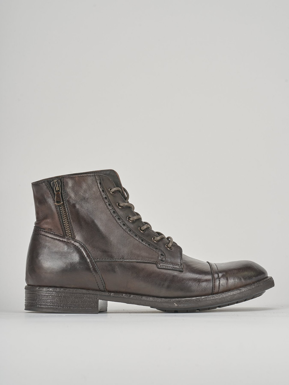 Combat boots heel 2 cm dark brown leather