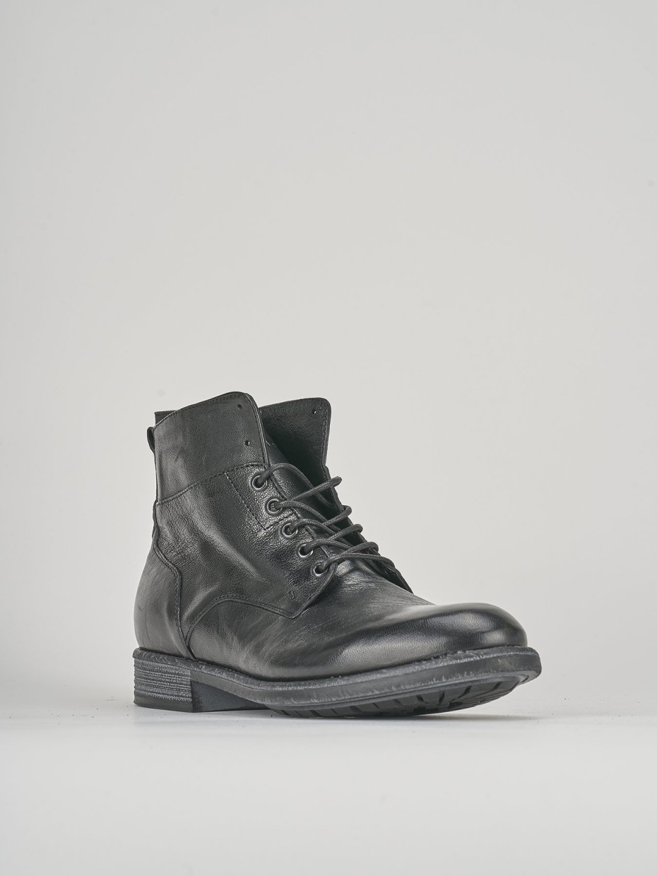 Combat boots heel 1 cm black leather