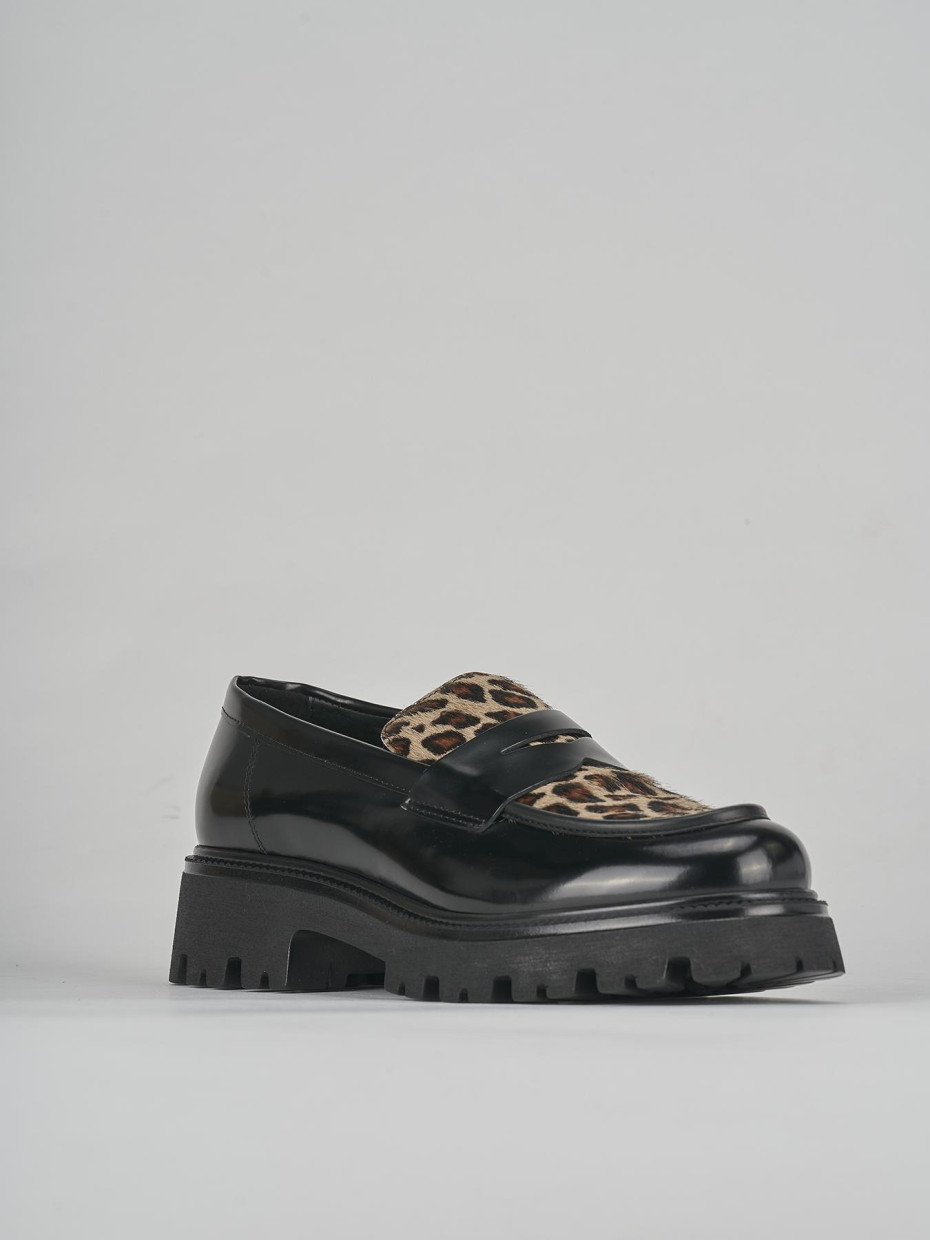 Mocassini tacco 2cm pelle nero