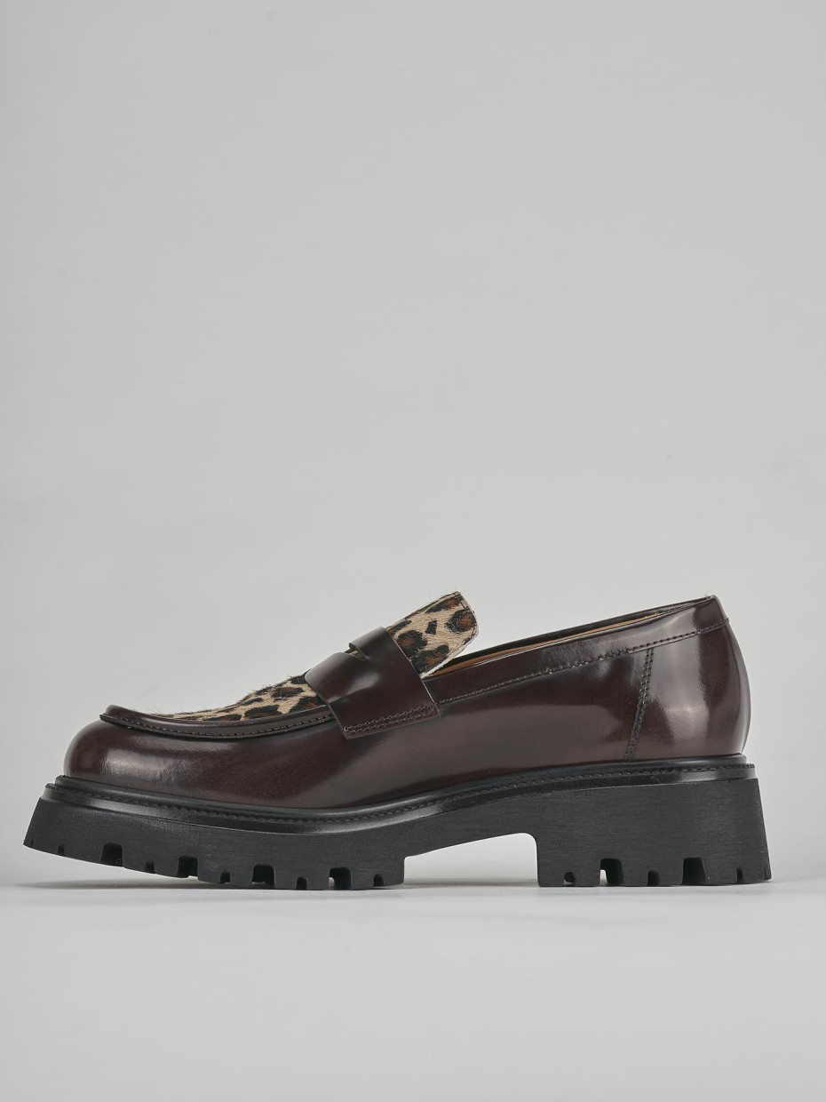 Mocassini tacco 2cm pelle testa