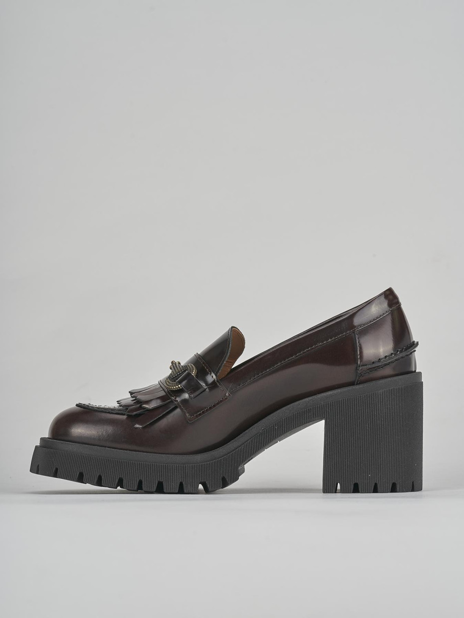 Mocassini tacco 8cm pelle testa