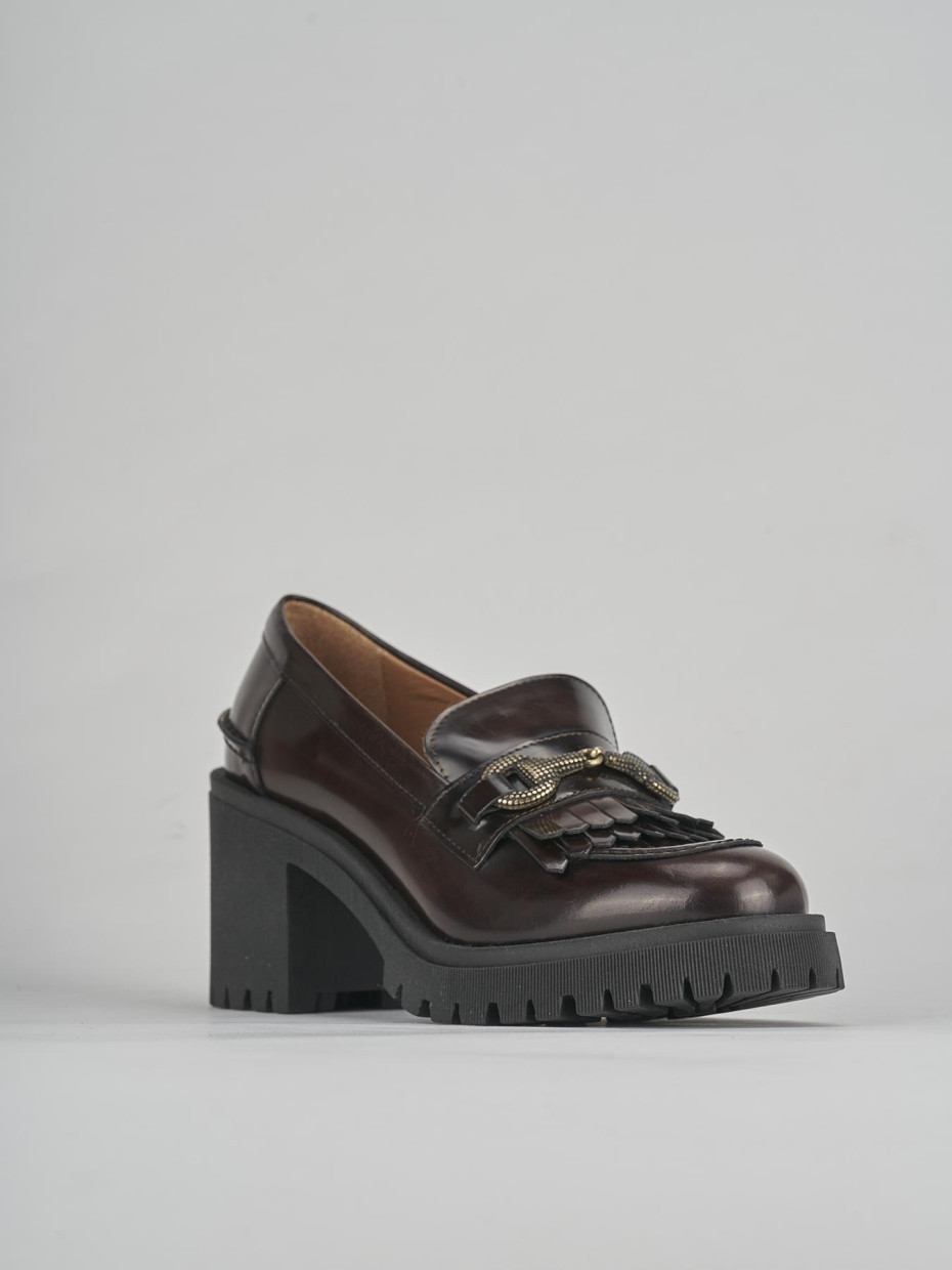 Mocassini tacco 8cm pelle testa