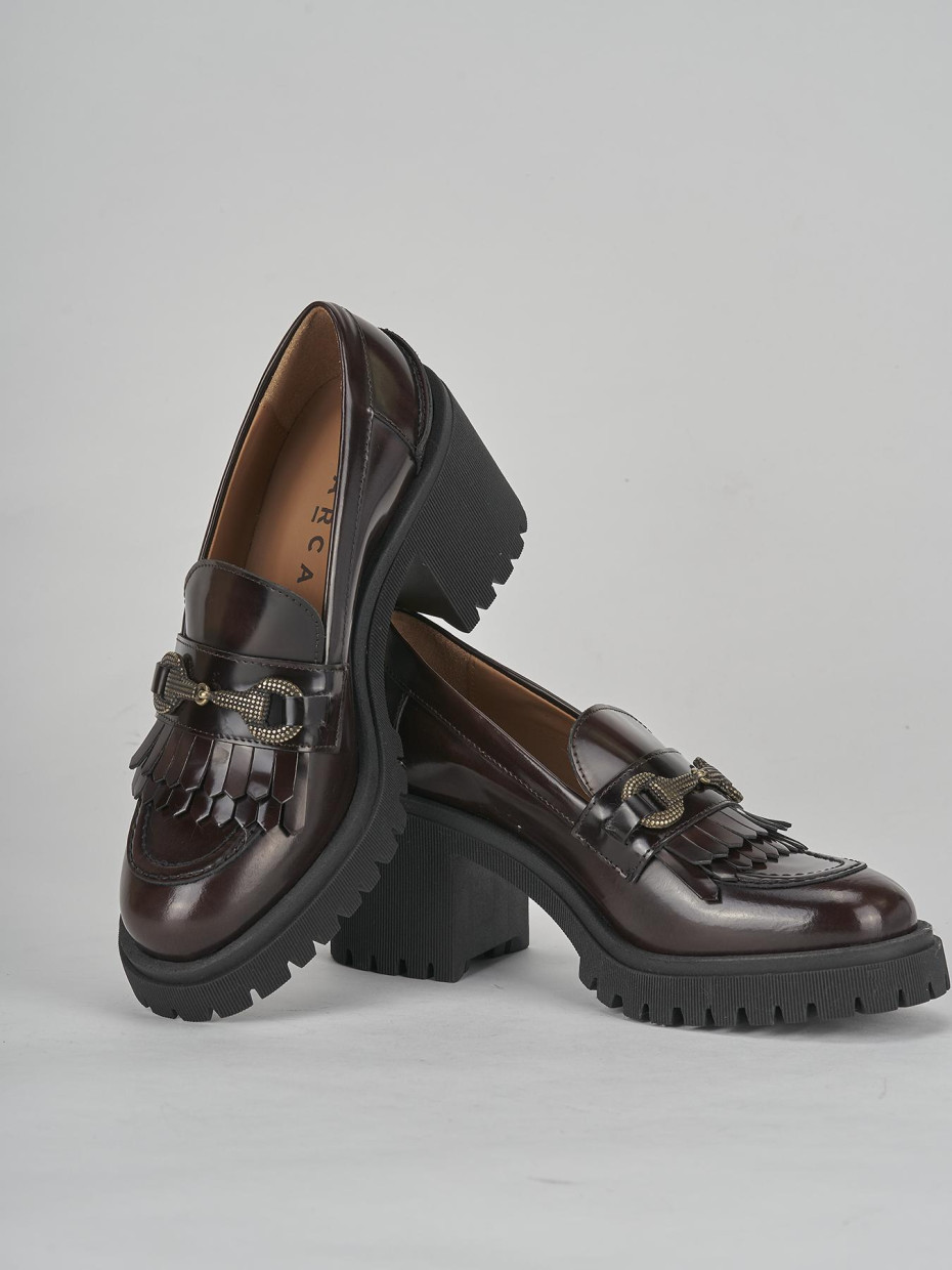 Mocassini tacco 8cm pelle testa