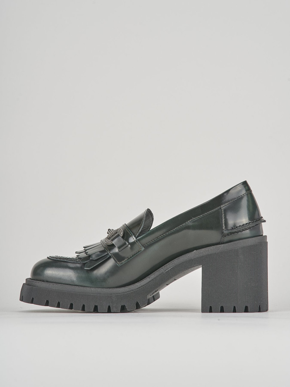 Mocassini tacco 9cm pelle verde
