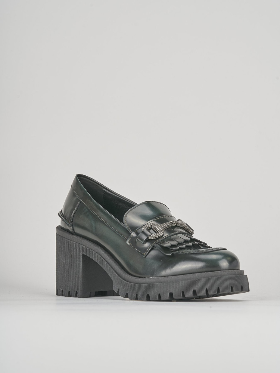 Mocassini tacco 9cm pelle verde
