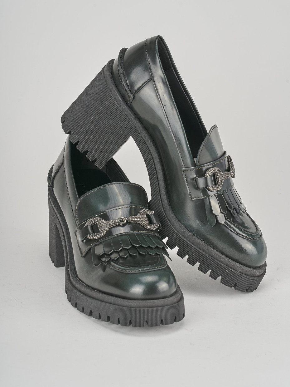 Mocassini tacco 9cm pelle verde