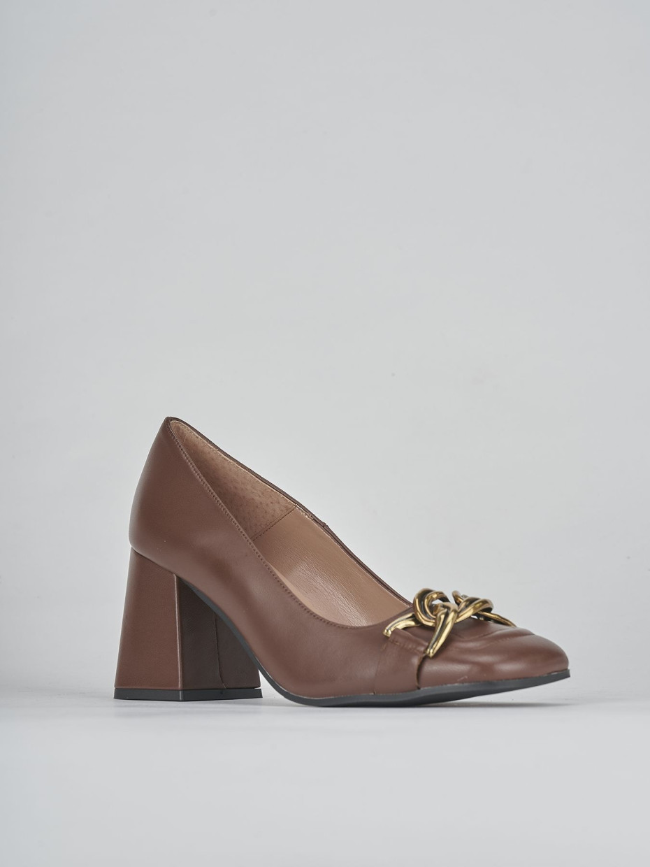 Pumps heel 8 cm dark brown leather