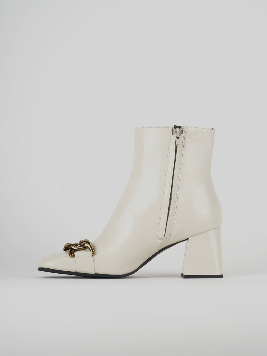 High heel ankle boots heel 9 cm beige leather