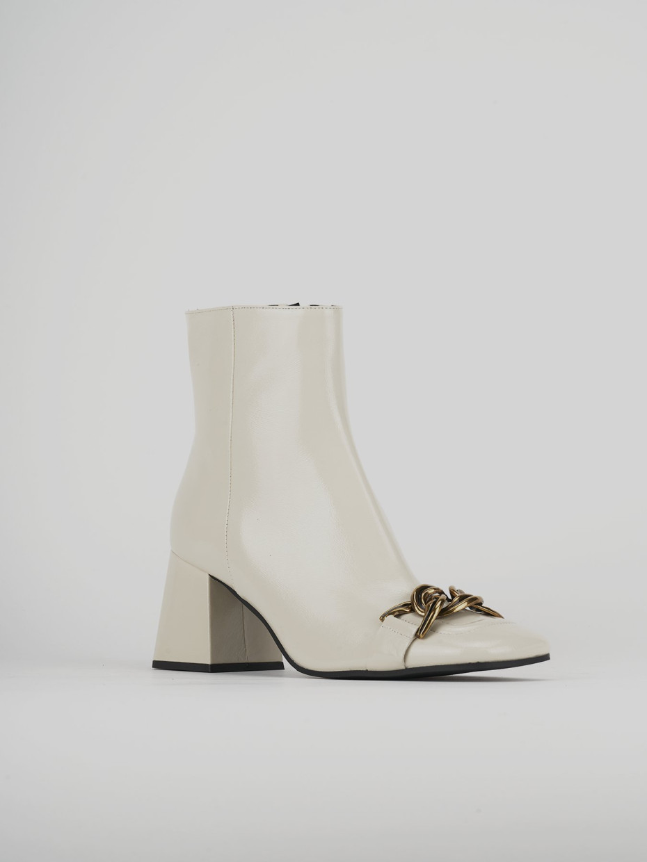 High heel ankle boots heel 9 cm beige leather