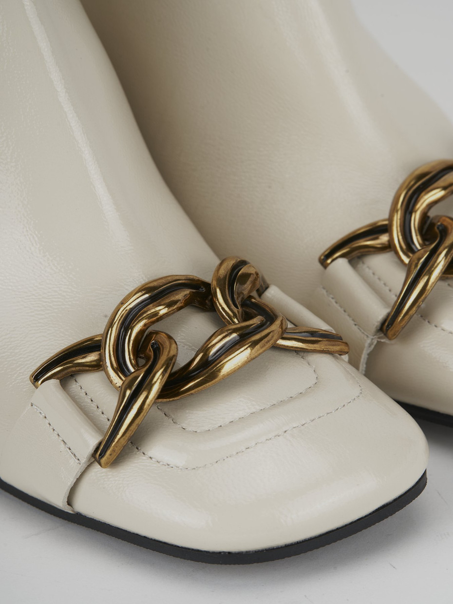 High heel ankle boots heel 9 cm beige leather