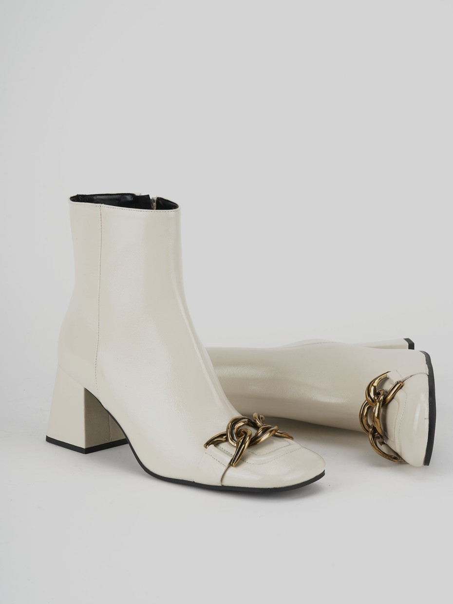 High heel ankle boots heel 9 cm beige leather