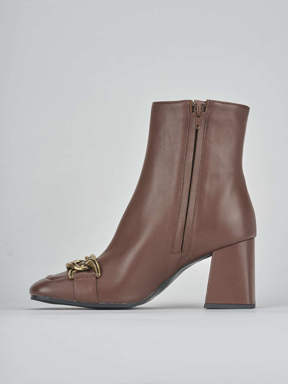 High heel ankle boots heel 8 cm brown leather