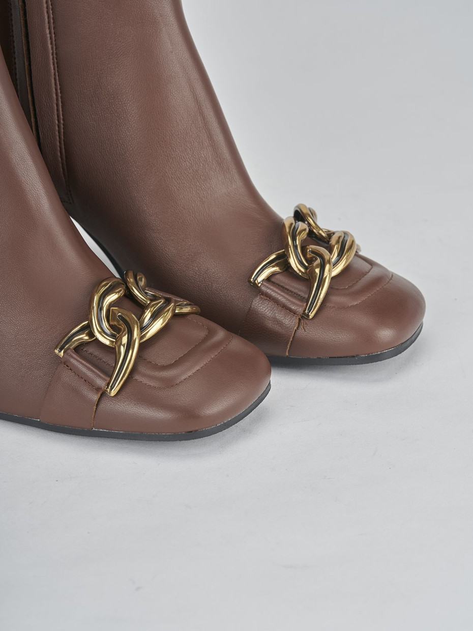 High heel ankle boots heel 8 cm brown leather