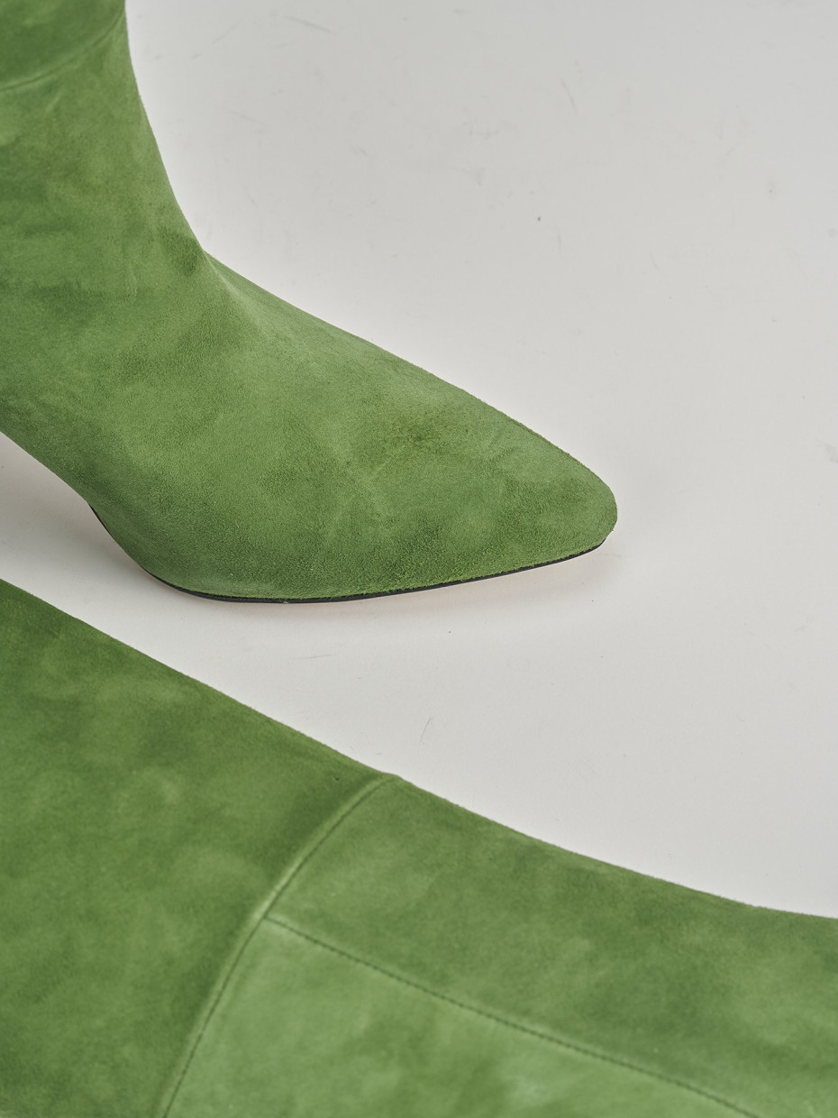 High heel boots heel 10 cm green suede
