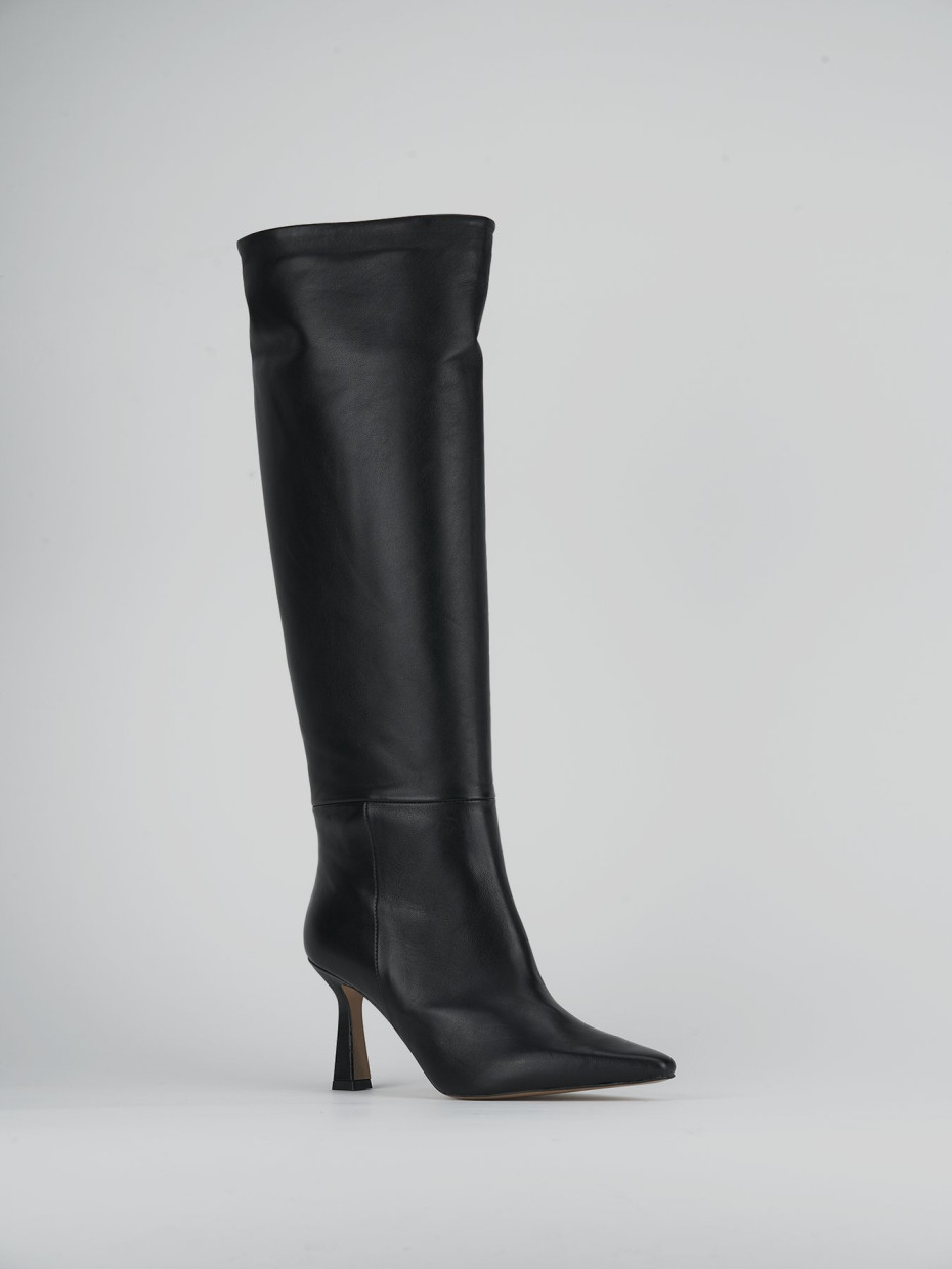 High heel boots heel 10 cm black leather