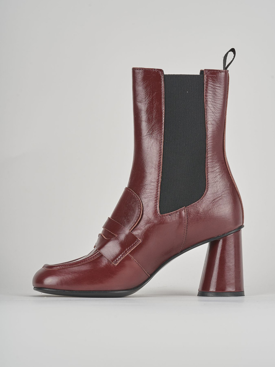 High heel ankle boots heel 7 cm bordeaux leather