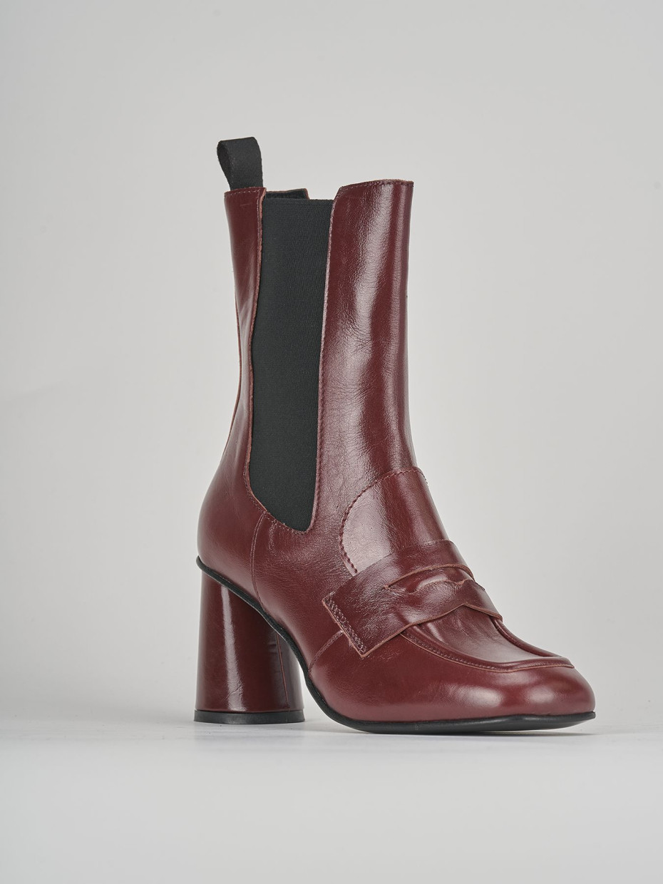 High heel ankle boots heel 7 cm bordeaux leather