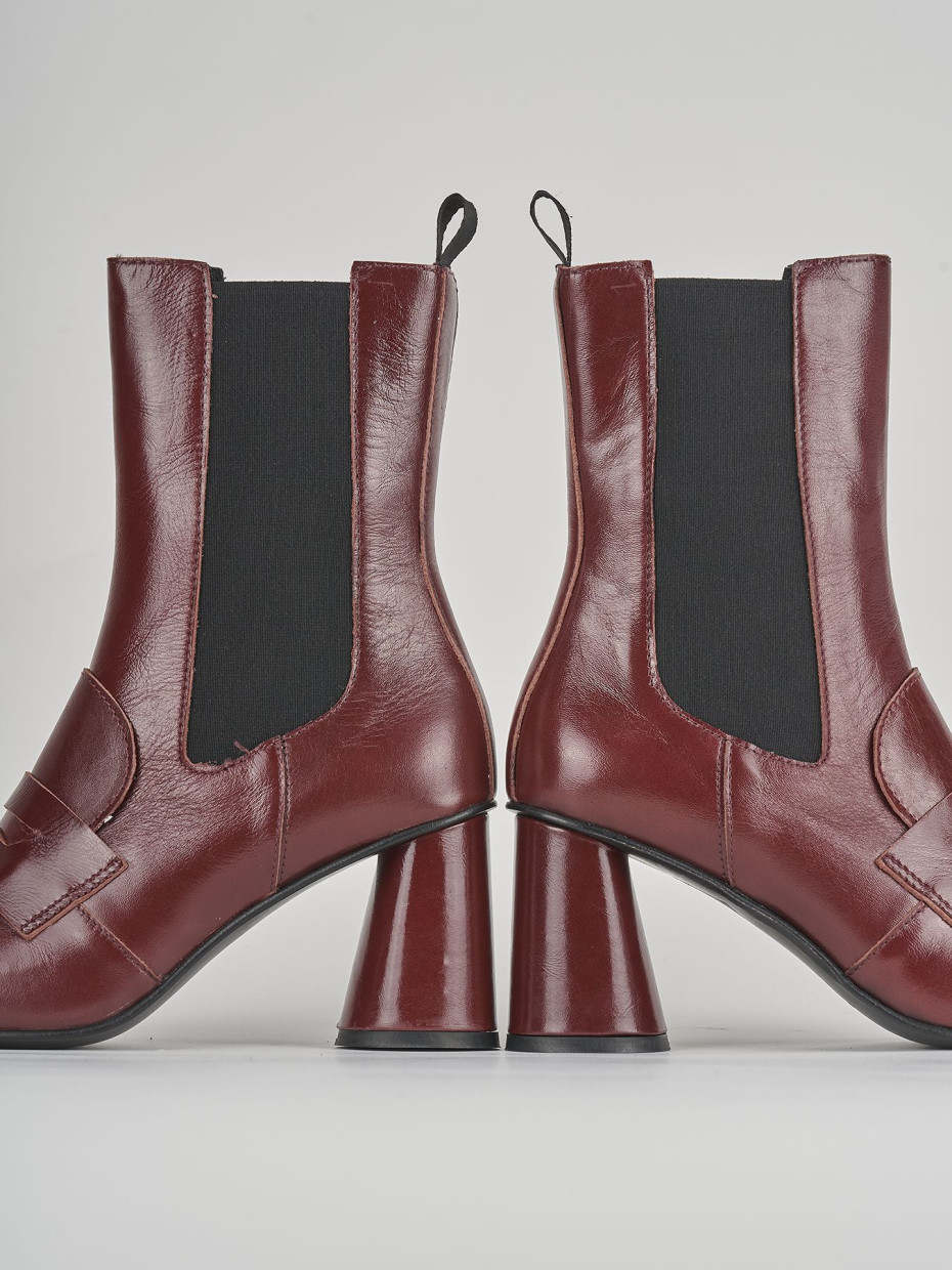 High heel ankle boots heel 7 cm bordeaux leather