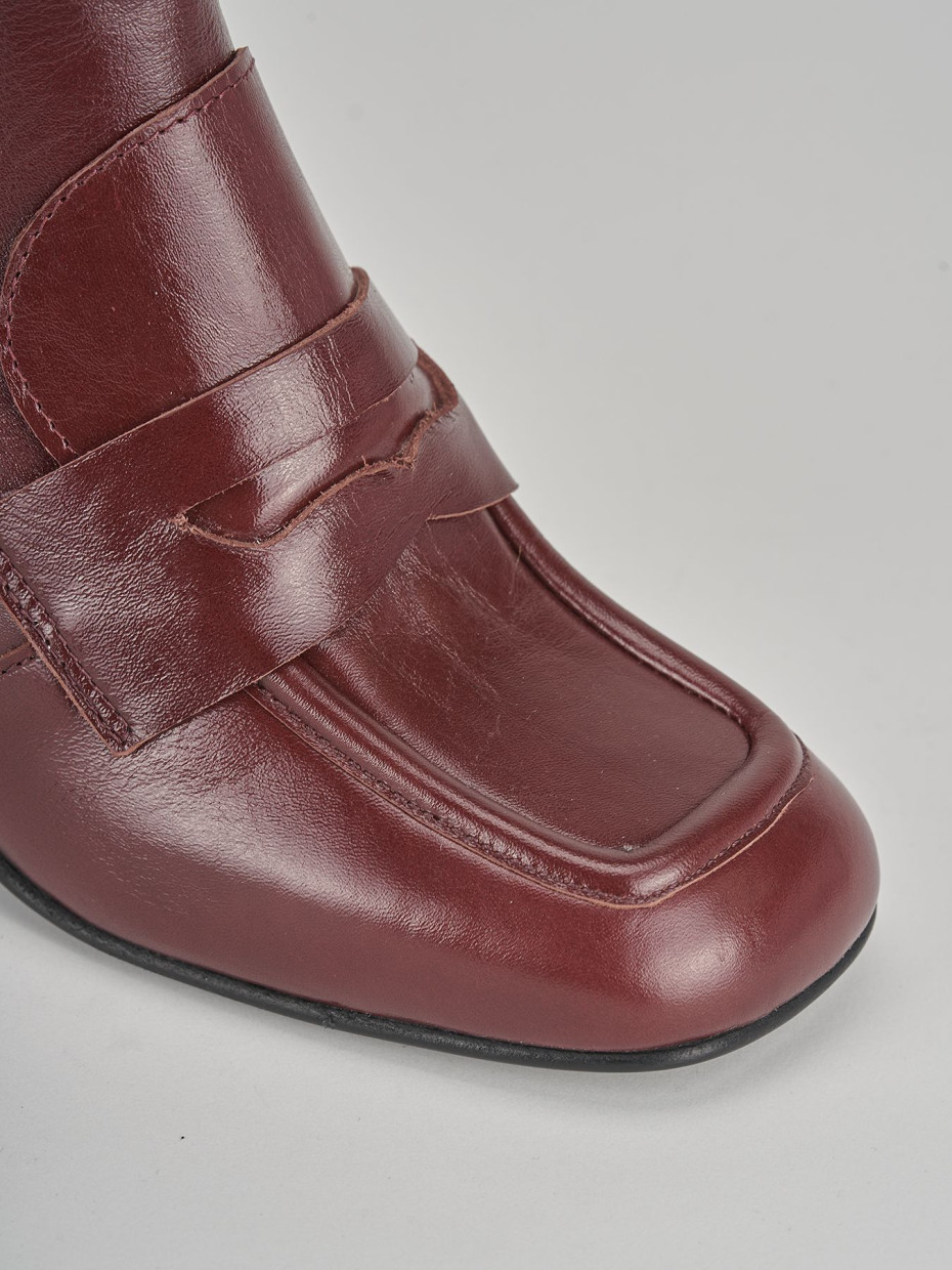 High heel ankle boots heel 7 cm bordeaux leather