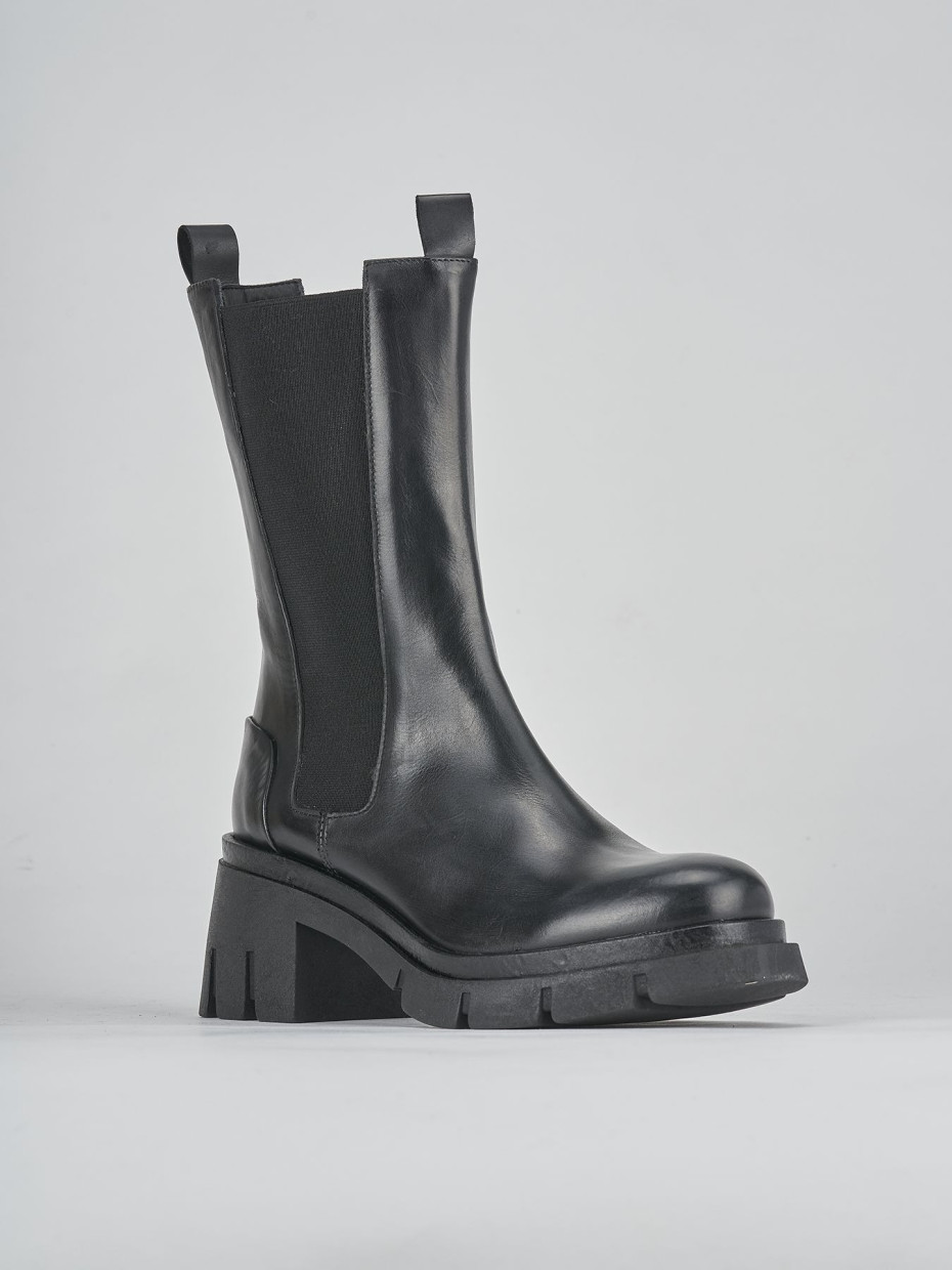 Stivaletti tacco 3cm pelle nero
