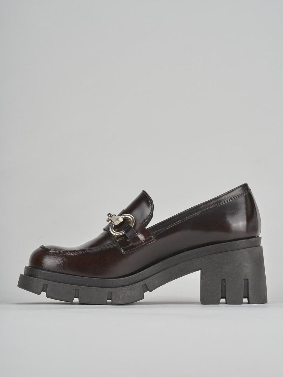 Mocassini tacco 5cm pelle testa