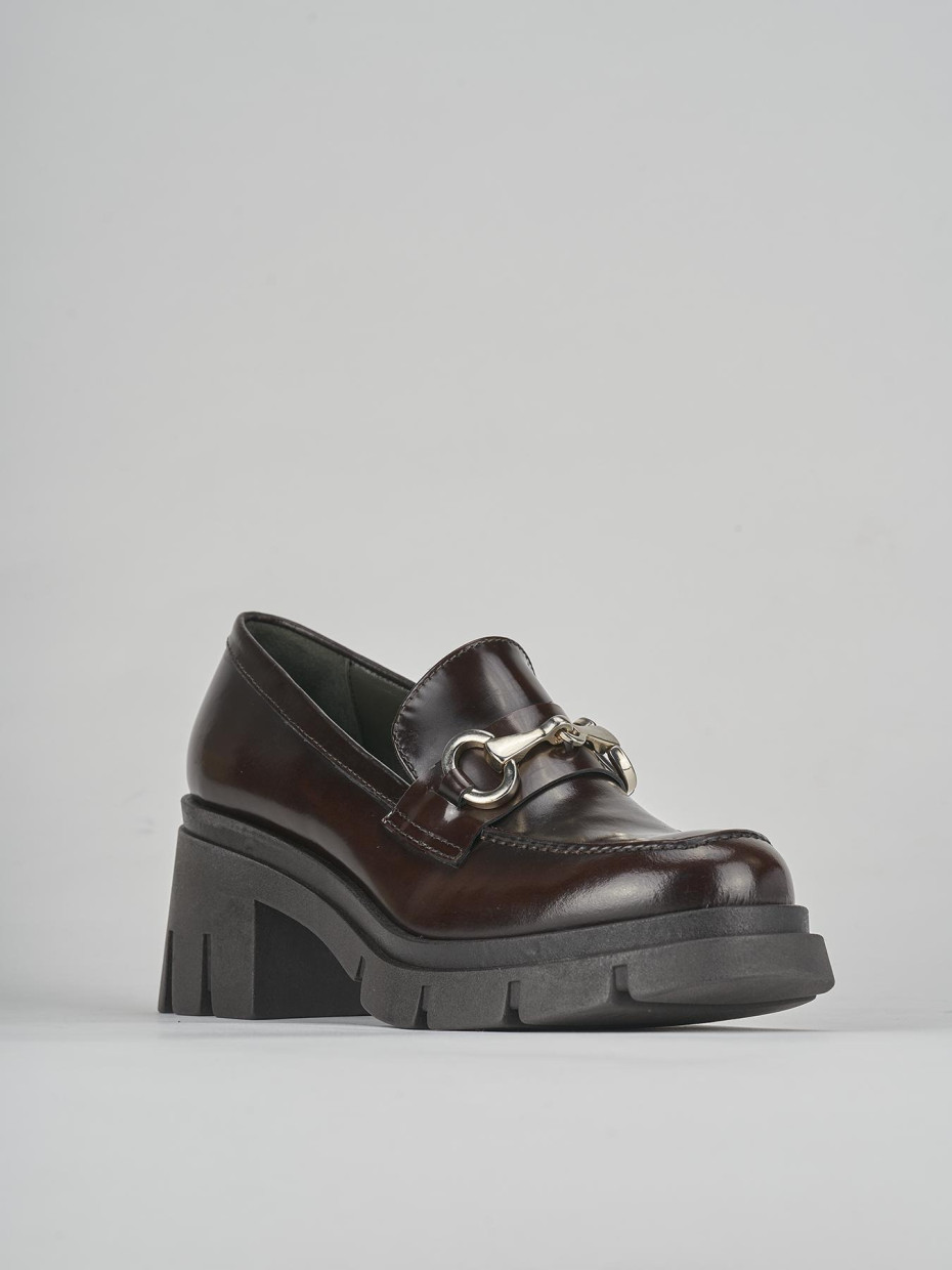 Mocassini tacco 5cm pelle testa