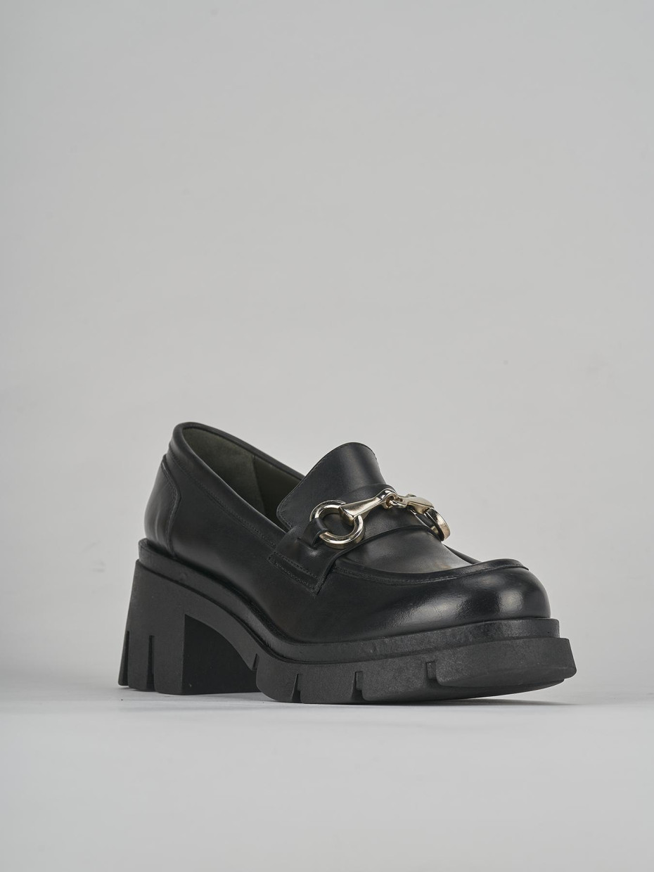Mocassini tacco 5cm pelle nero