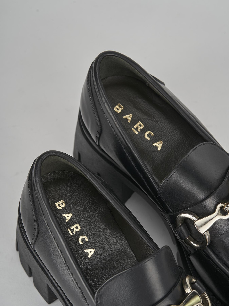Mocassini tacco 5cm pelle nero