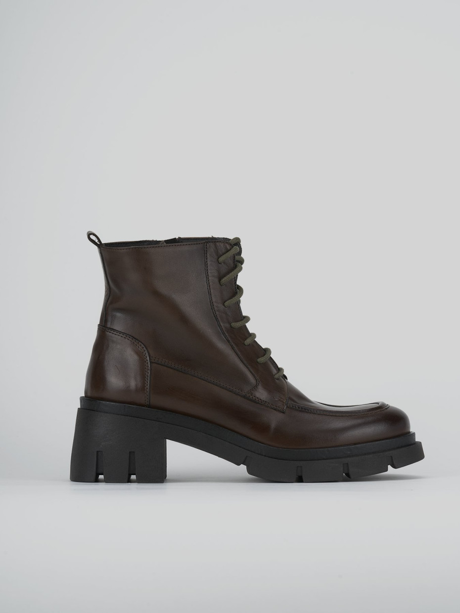 Combat boots heel 3 cm dark brown leather