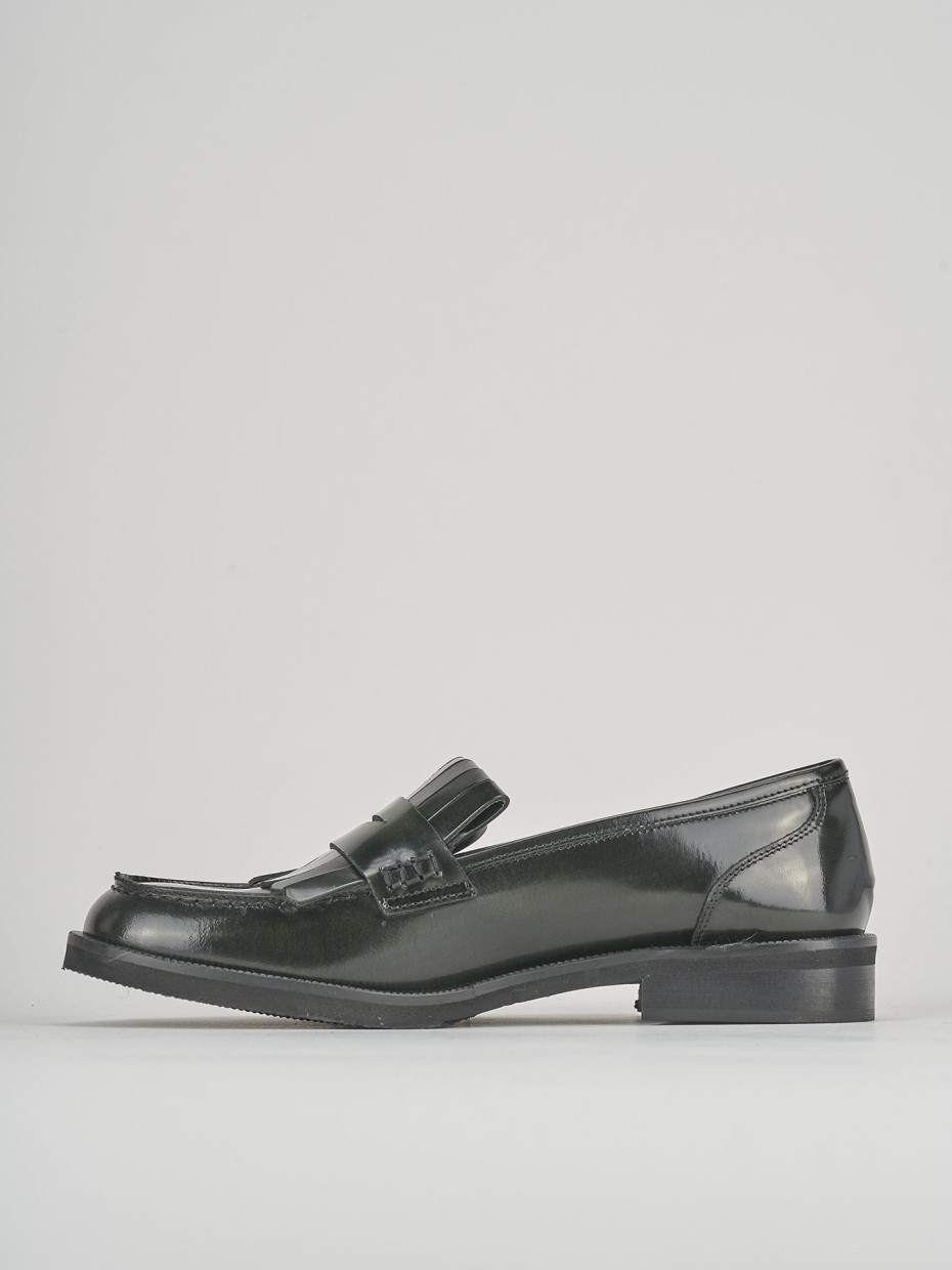 Mocassini tacco 3cm pelle verde