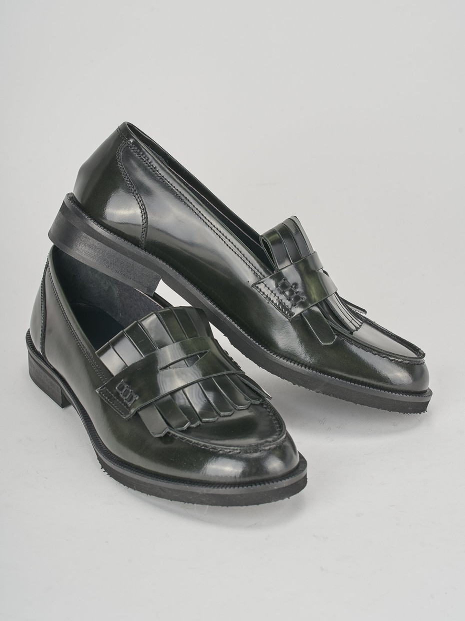 Mocassini tacco 3cm pelle verde