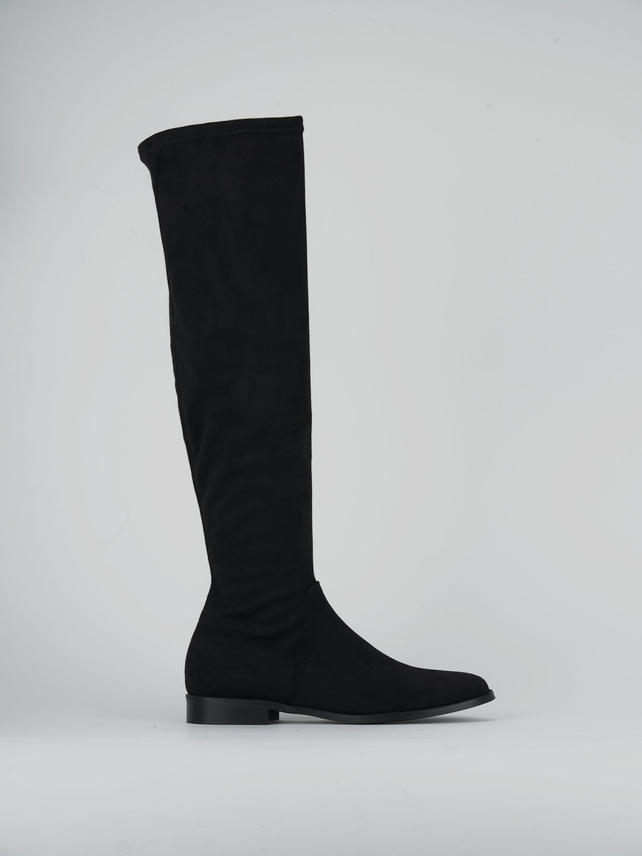 Knee high black suede boots low heel hot sale