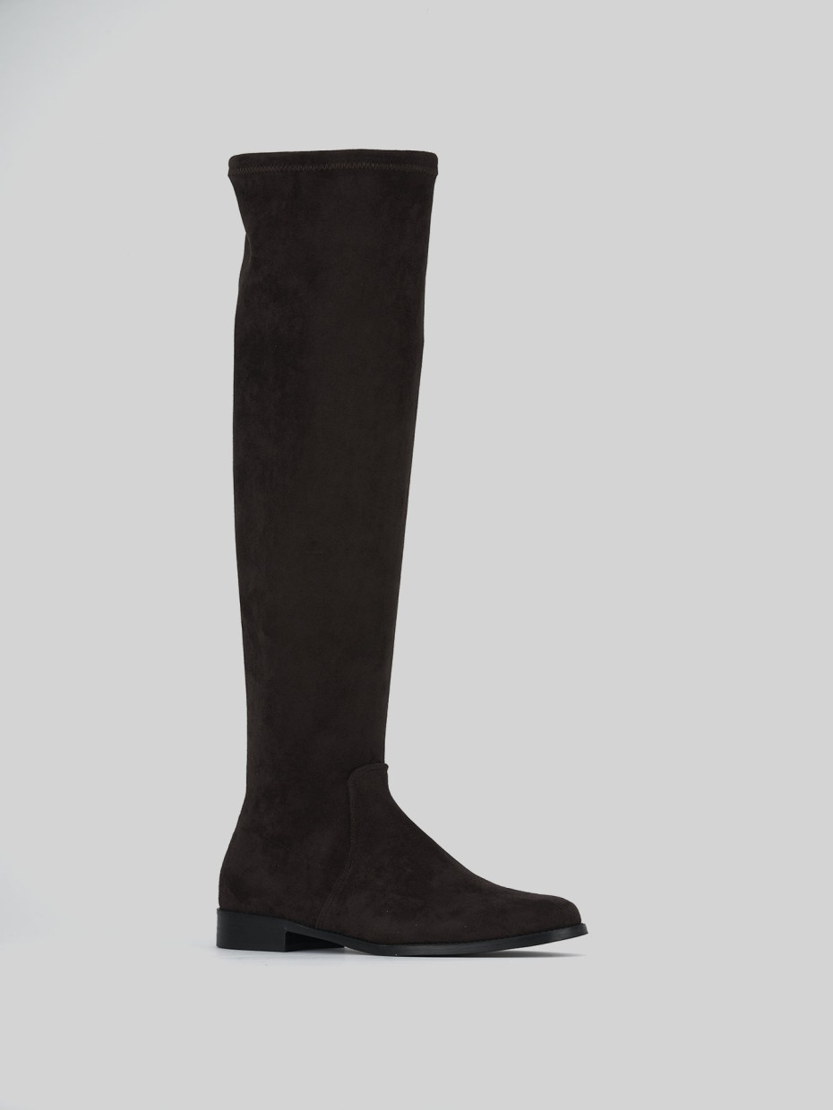 Low heel boots heel 1 cm dark brown suede